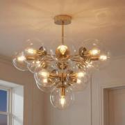 Plafondlamp Zumba, glas/metaal, goud/helder, 13-lichts