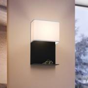 LED wandlamp Galdakao met textiel, zwart/wit