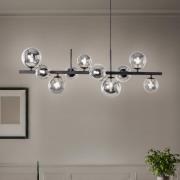 Hanglamp Rumba, zwart/rookgrijs, glas/metaal, 10-lamps.