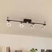 LED plafondspot Cardillio 2 zwart met vier ringen