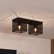 Piedritas plafondlamp, twee zwarte vierkante kappen