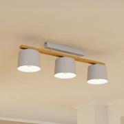 Mariel 3-lamps plafondlamp lichtgrijs Natur hout