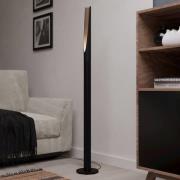 LED vloerlamp Barbotto in zwart/eikenoptiek