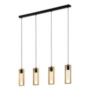 Hanglamp Littleton, zwart/bruin, 4-lamps