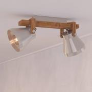 Cawton plafondspot, lengte 58,5 cm, staal/bruin, 2-lamps.