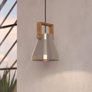 Cawton hanglamp, Ø 16 cm, staal/bruin, staal/hout