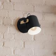 Wandlamp Hornwood, Ø 17 cm, zwart/bruin, staal