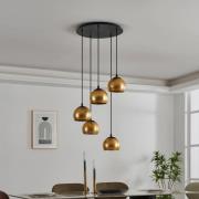 Hanglamp Albaraccin met vijf kappen in goud