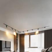 Railsystem 48V Lumaro, spots, 9-lamps, zwart, 13 cm, dimbaar