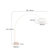 Boogstaande vloerlamp Sparkled Light crème/wit, 240 cm, zijde