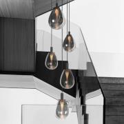 LED hanglamp Glimsy, Ø 40 cm zwart/rookgrijs glas 5-lamps.