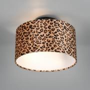 Plafondlamp Pardina, bruin gevlekt/zwart, Ø 30 cm metaal