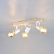 Plafondlamp Lynar, wit, hout, metaal, lengte 42 cm, 3-lamps.