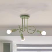 Plafondlamp Oxford, groen, metaal, 3-lamps, E27