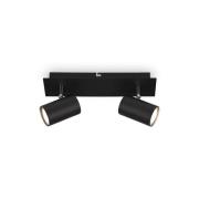 Plafondlamp Isil A, zwart, 2-lamps, metaal, draaibaar