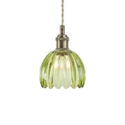 Hanglamp Gota, oud messing/groen, glas, Ø 13 cm, stekker