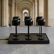 LED tafellamp Quill, zwart, 6 stuks, oplaadstation