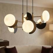 Hanglamp Darcy, zwart/brons, 6-lamps