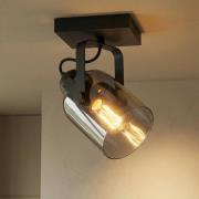 Fumoso plafondspot, lengte 13,5 cm, zwart/rookgrijs