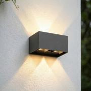 Lindby LED buiten wandlamp Nivar, zwart, 4-lamps, 20 cm, IP54