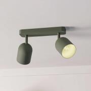 Plafondspot Tilston, donkergroen, lengte 28 cm, 2-lamps, staal