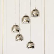 Hanglamp Rocamar 1, chroom, Ø 59 cm, 5-lamps, metaal/glas