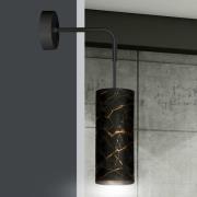 Wandlamp Joni, textiel, 1-lamp zwart gemarmerd