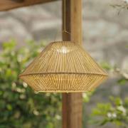 Lindby LED-hanglamp op zonne-energie Austas, beige, Ø 50 cm, USB, IP54