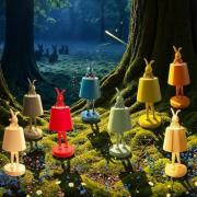 Kare LED-batterijlamp Animal Rabbit, petrol, IP44, 29 cm