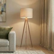Vloerlamp Grand, beige/notenhout, hoogte 145 cm, E27