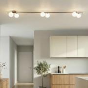 Plafondlamp Imelo, bruin, 6-lamps, glas, lengte 200 cm