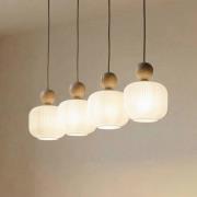 Hanglamp Ballo, 4-lamps, beige, glas, lengte 80 cm