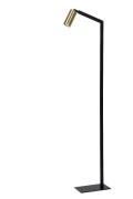 Lucide Sybil - staanlamp - 40 x 15 x 148,5 cm - zwart & mat goud/messi...