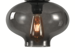 Artdelight Toronto - glazen lampenkap - Ø 26,5 x 18,5 cm - gerookt