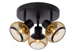 Lucide Lucas - plafondverlichting - Ø 25 x 10 cm - zwart & goud