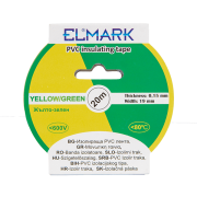 Elmark isolerende PVC tape 19mm - 20 meter lengte - geel/groen