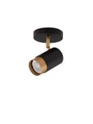 Nova Luce Pogno - opbouwspot 1L - 10 x 14 cm - zandzwart en goud